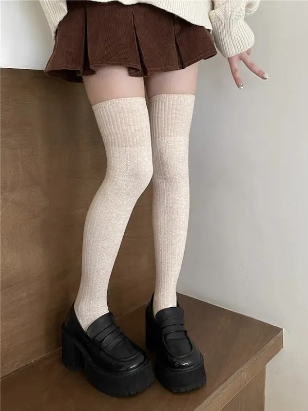 Twist knit academia winter stockings