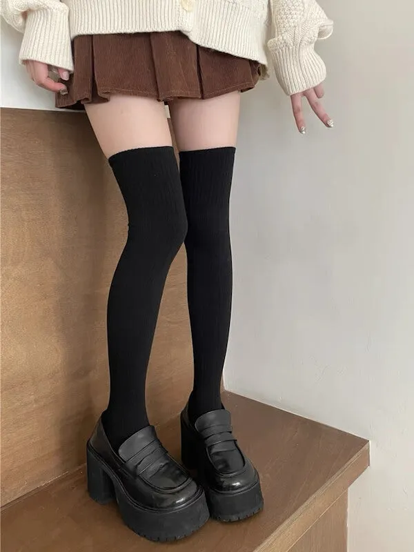 Twist knit academia winter stockings