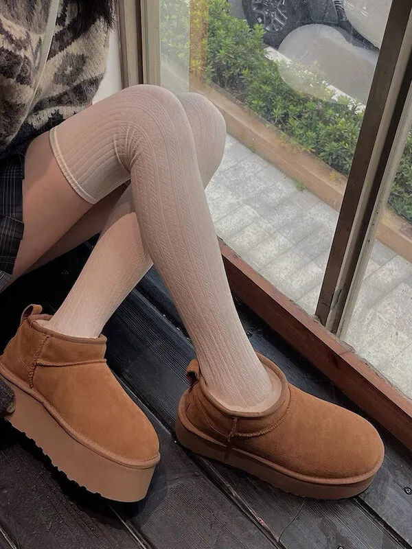 Twist knit academia winter stockings
