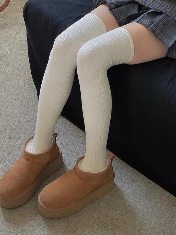 Twist knit academia winter stockings