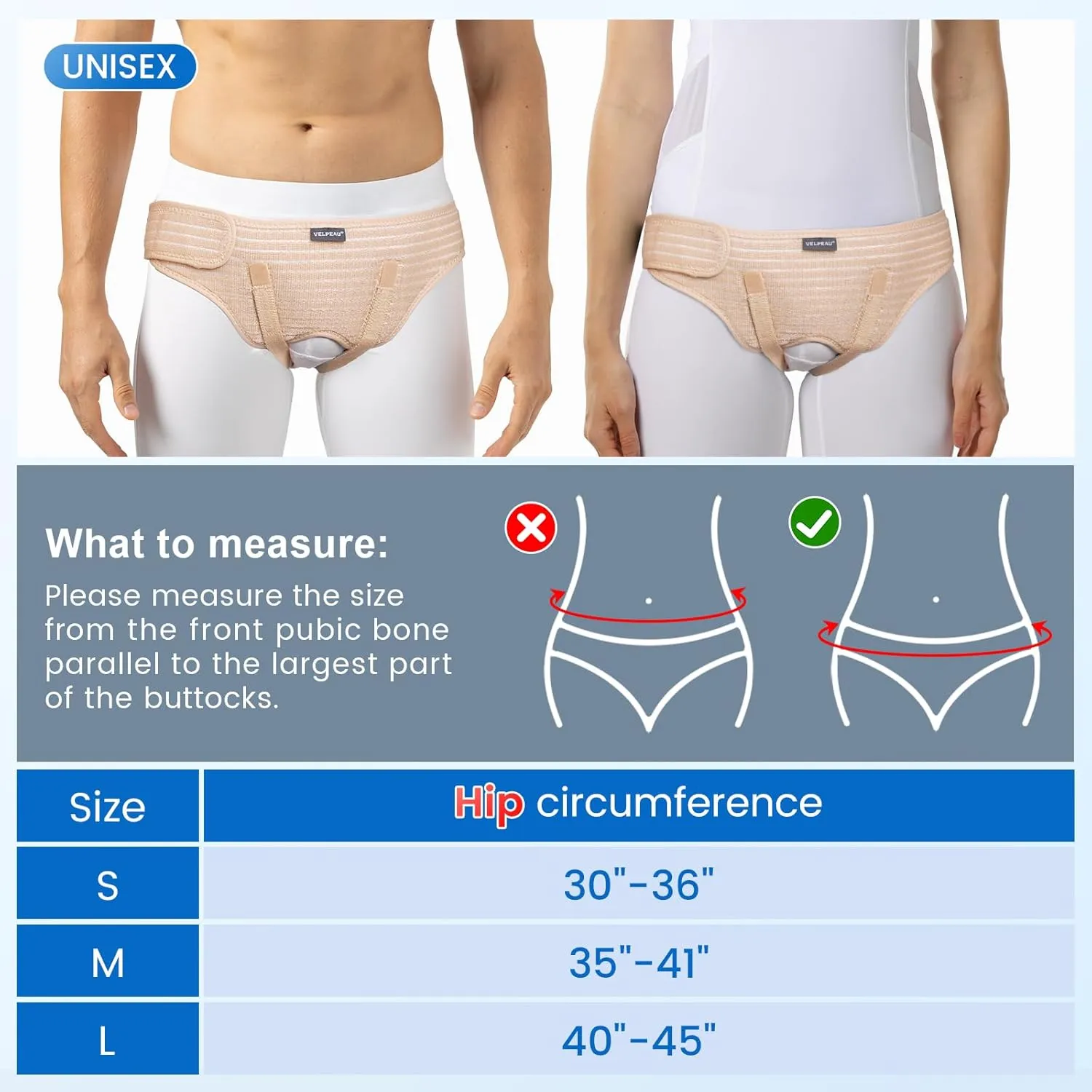 VELPEAU Hernia Belt for Men & Women - Bilateral/Double Inguinal, Groin Hernia Support Truss Underwear Briefs, Pain Relief Recovery Adjustable Strap with 2 Removable Medical Compression Pads (Khaki, S)