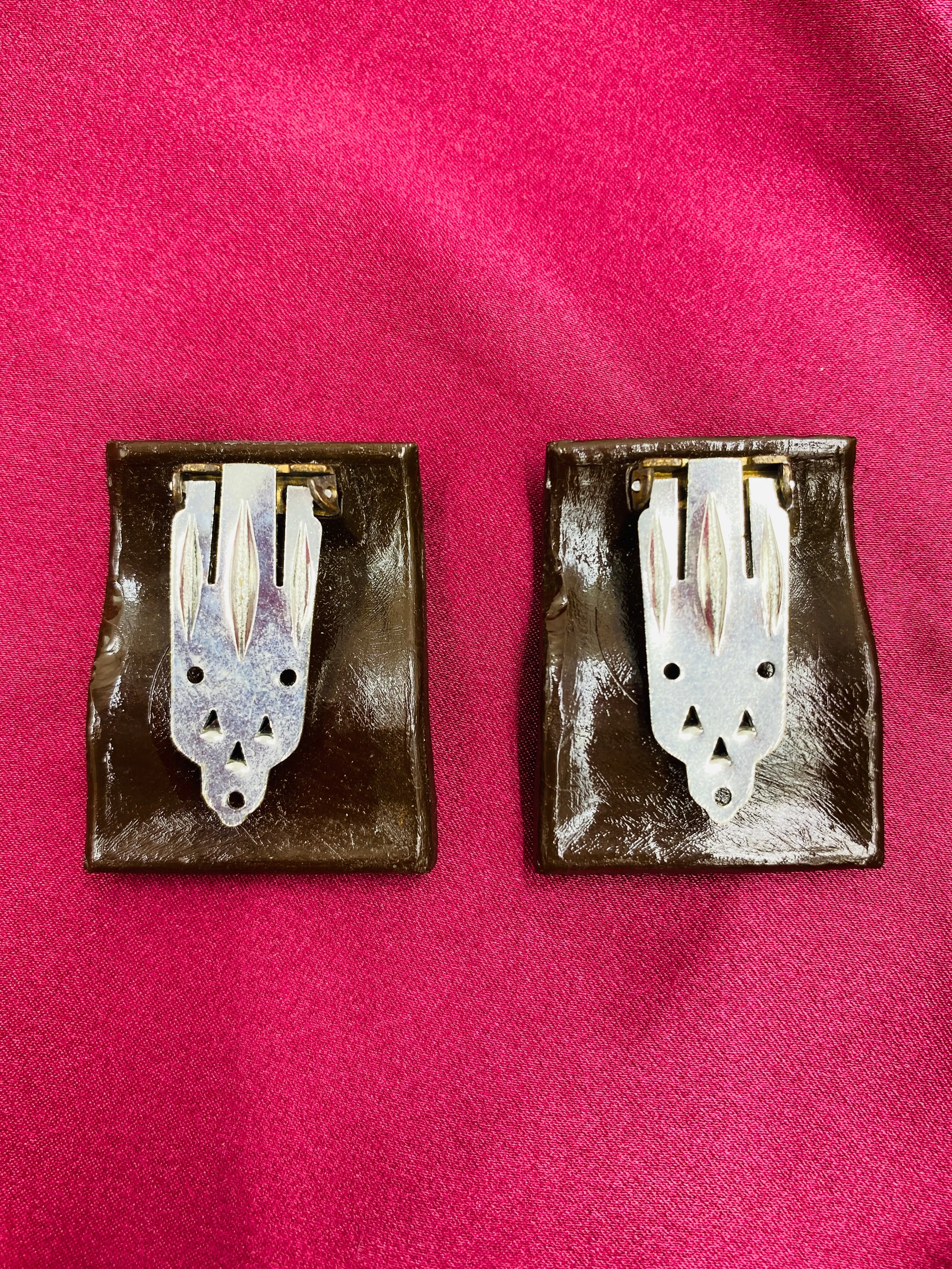 Vintage 1920s/30s Art Deco Square Glass Dress Clips