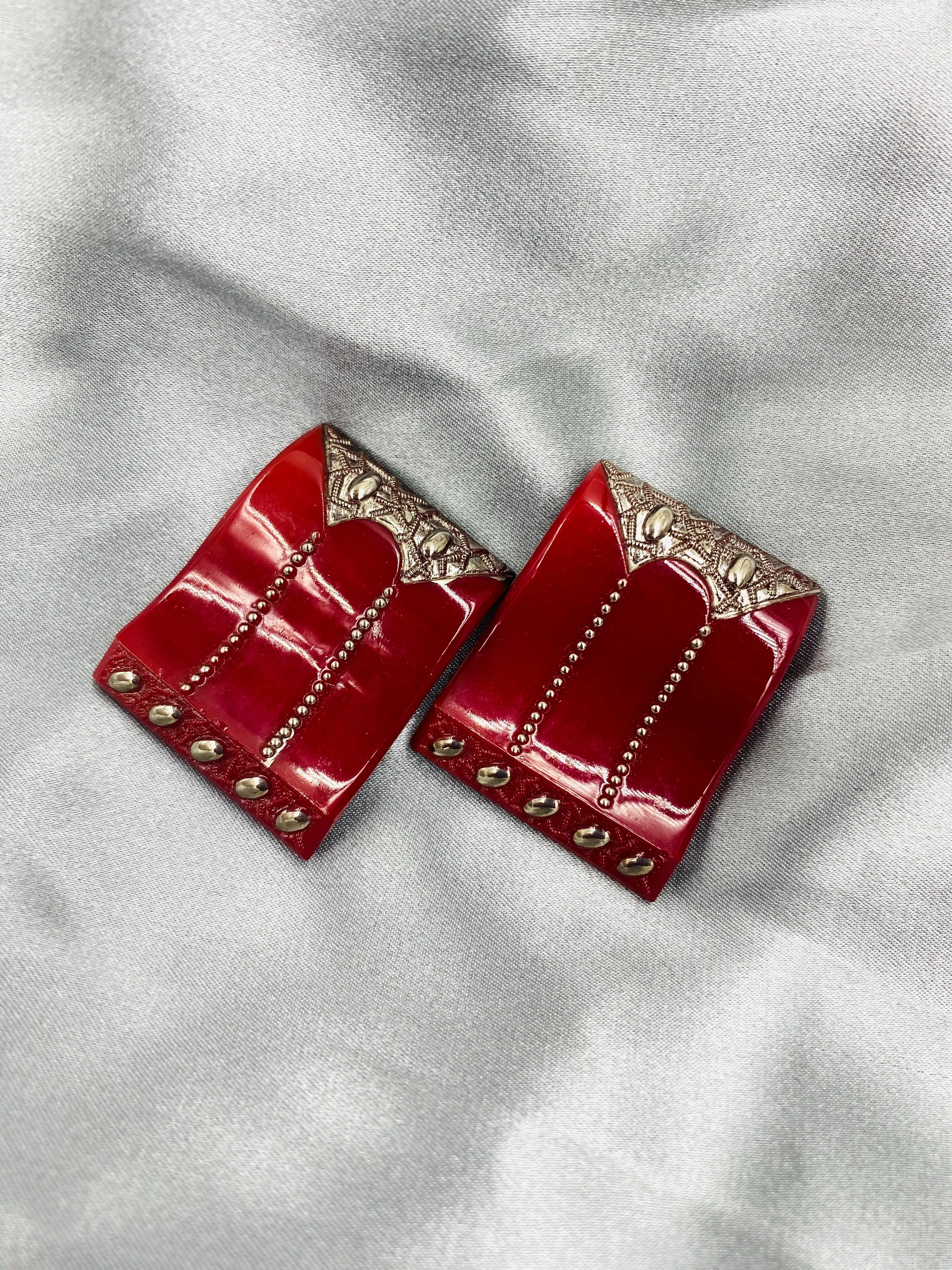 Vintage 1920s/30s Art Deco Square Glass Dress Clips