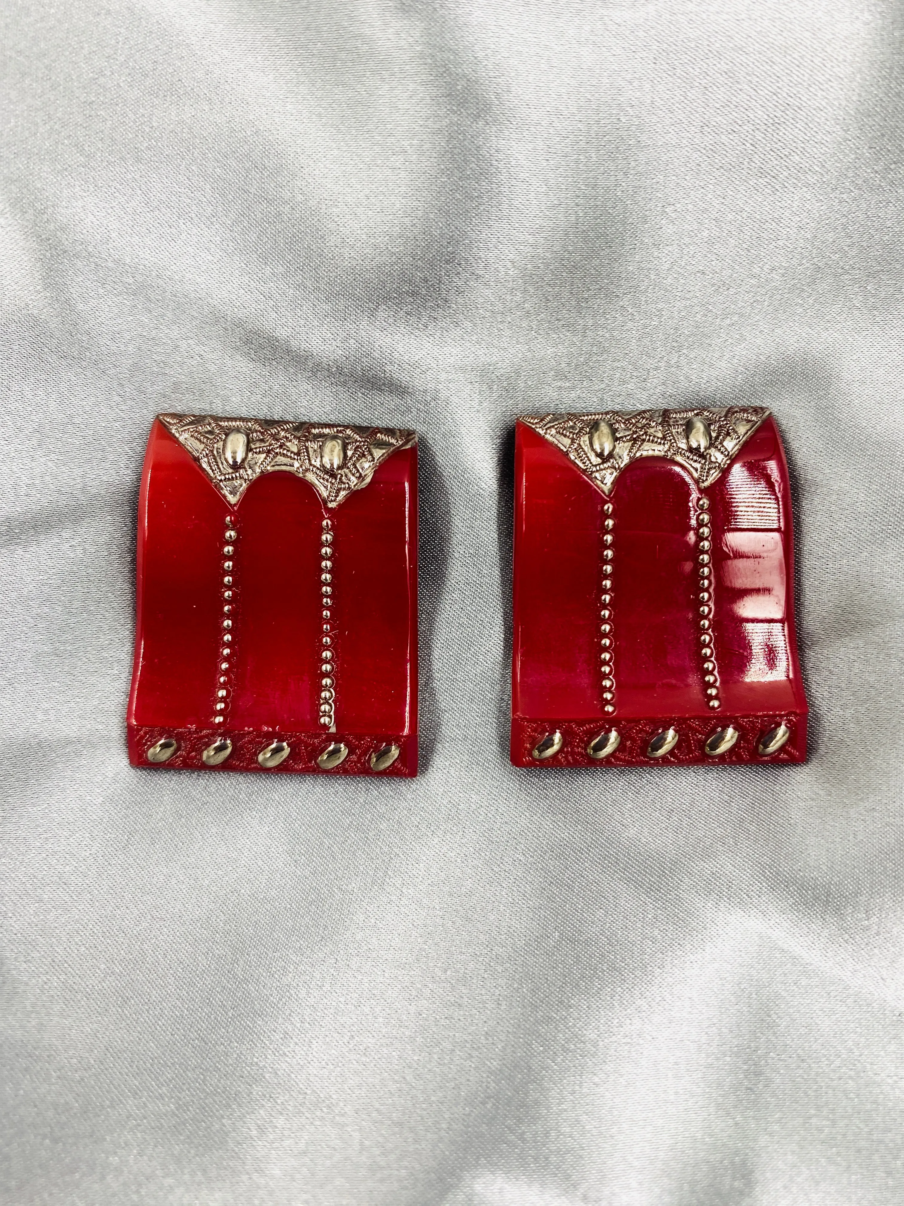 Vintage 1920s/30s Art Deco Square Glass Dress Clips