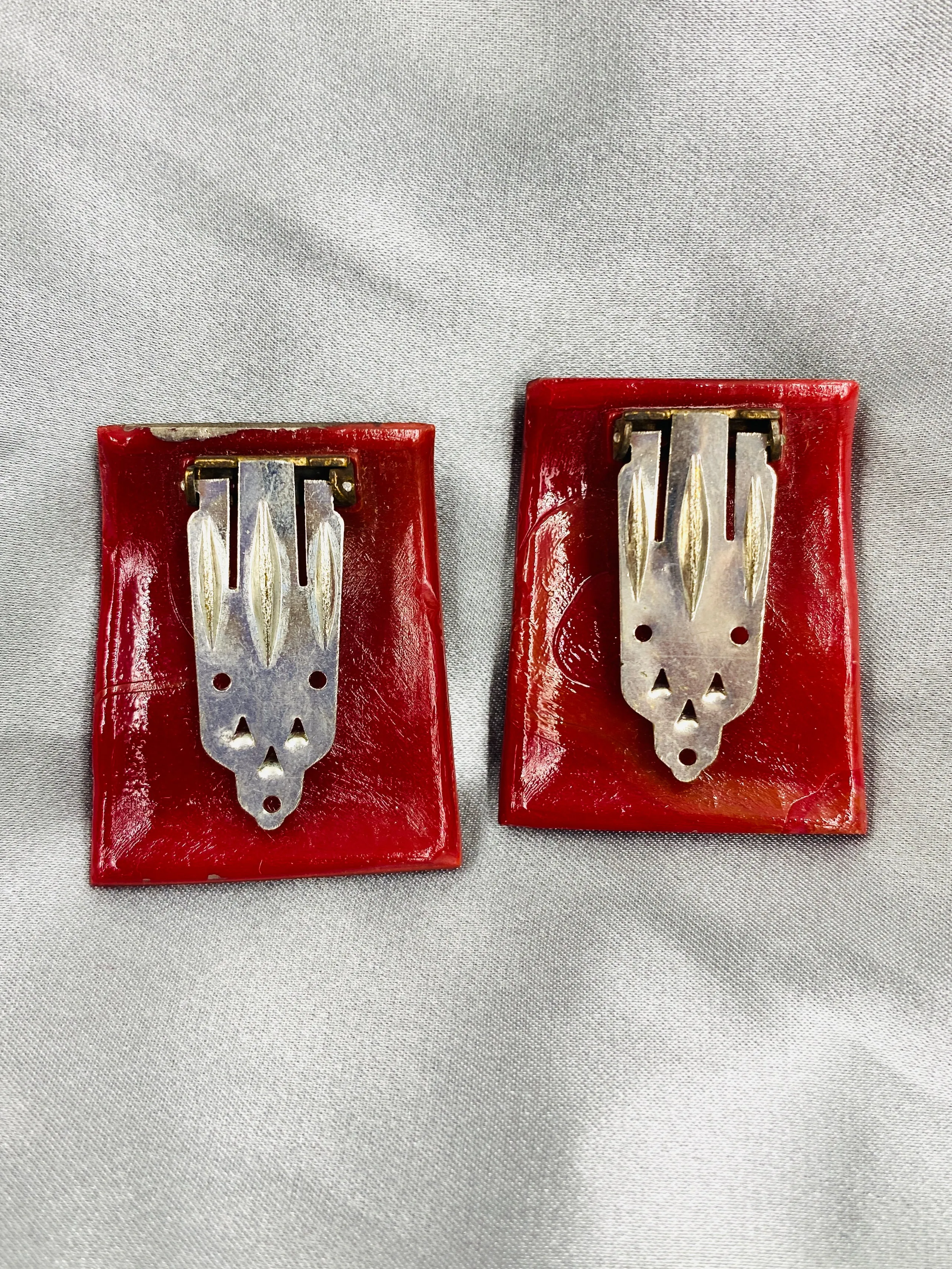 Vintage 1920s/30s Art Deco Square Glass Dress Clips