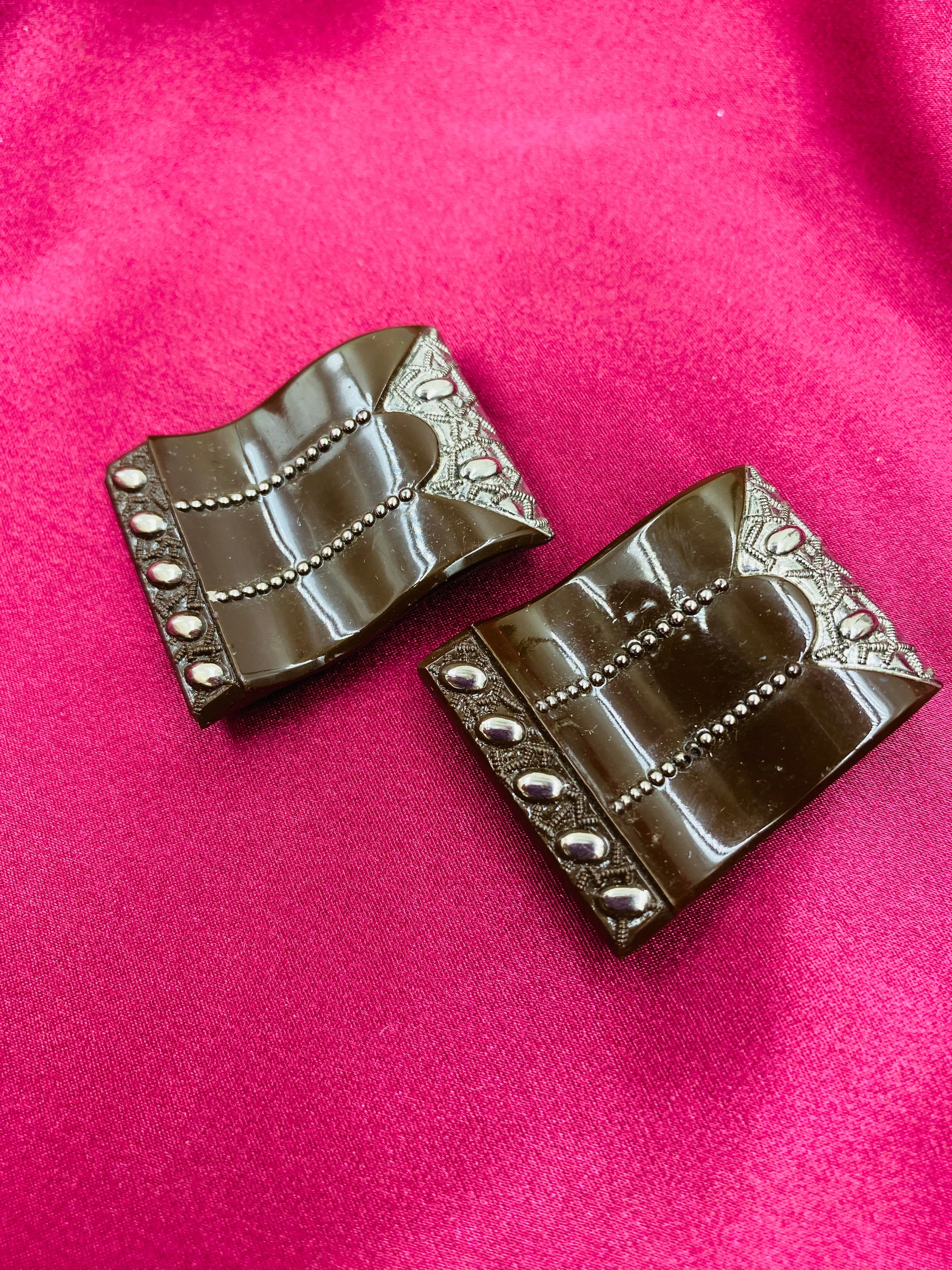 Vintage 1920s/30s Art Deco Square Glass Dress Clips
