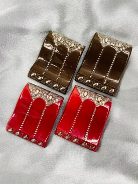 Vintage 1920s/30s Art Deco Square Glass Dress Clips