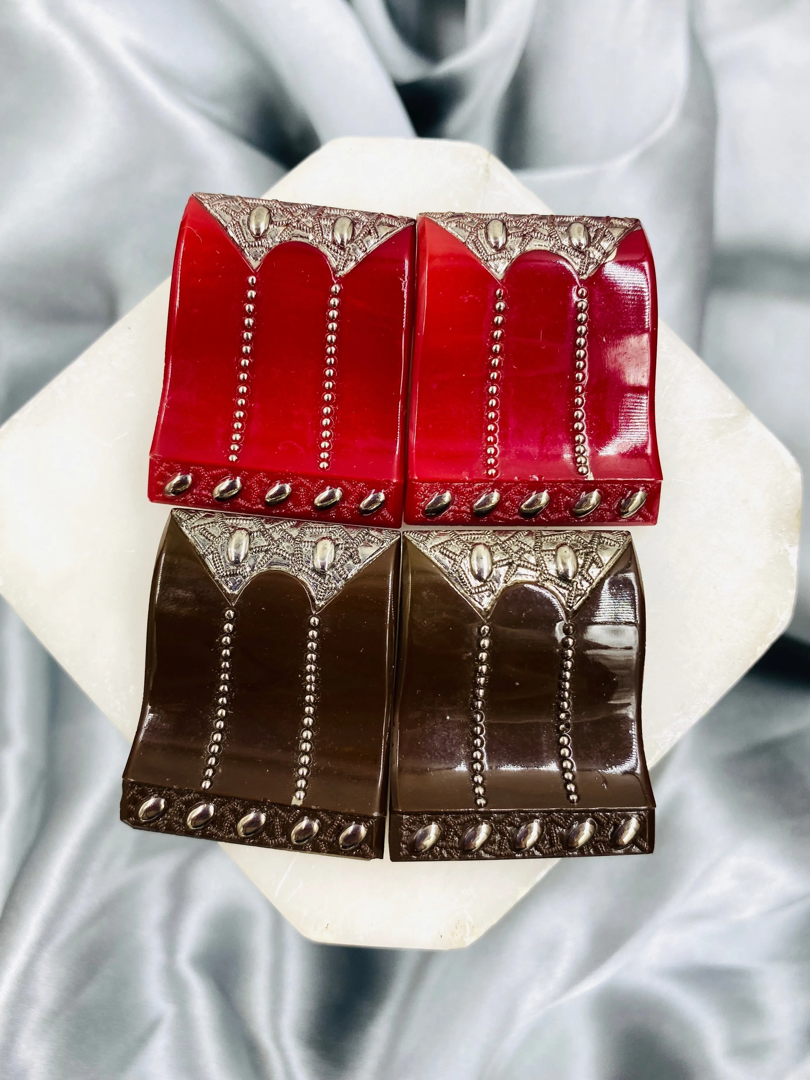 Vintage 1920s/30s Art Deco Square Glass Dress Clips