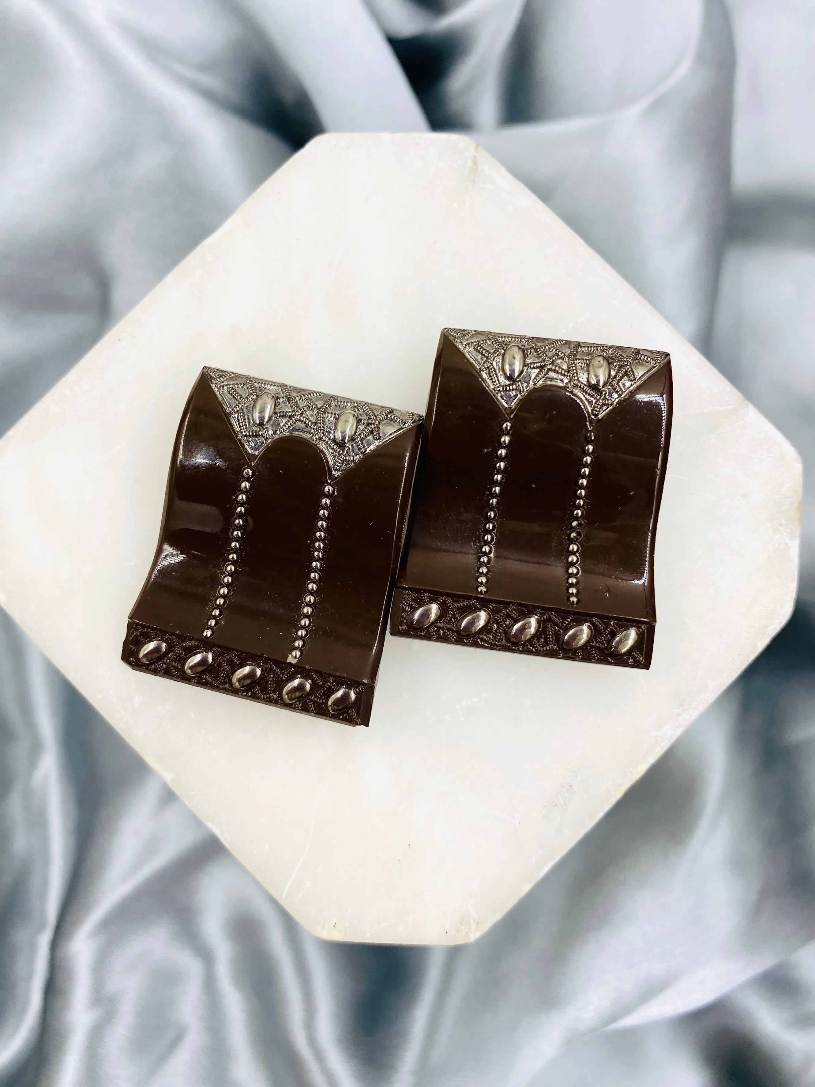 Vintage 1920s/30s Art Deco Square Glass Dress Clips